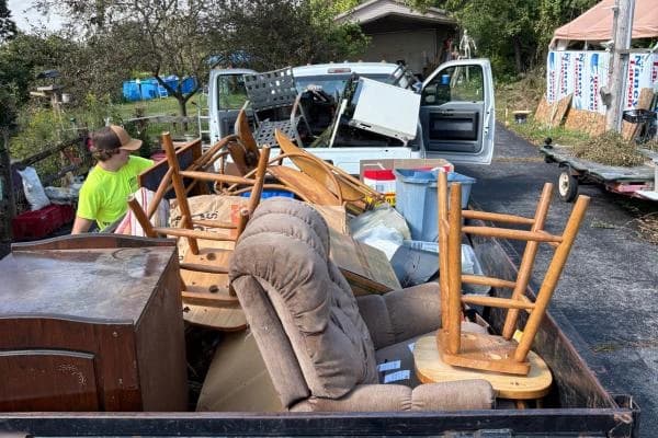 Power House Junk Removal trailer loaded in Northwest Ohio